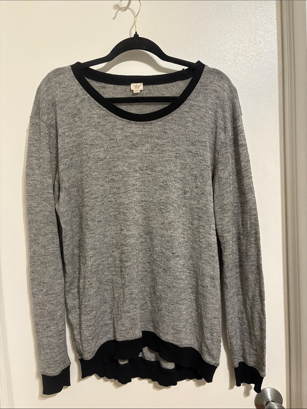 Aritzia Grey Crewneck Sweater with Black Trim